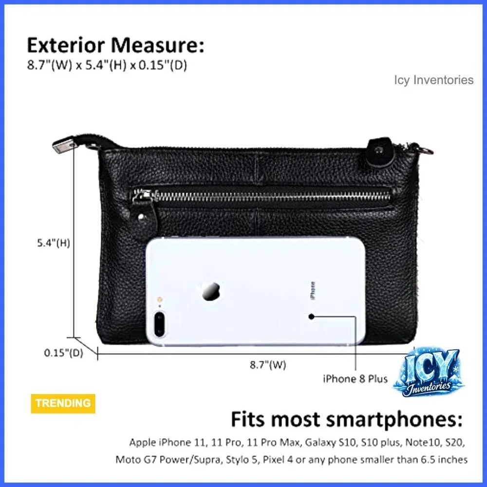 Genuine Leather Wristlet Clutch with RFID Blocking Card Slots